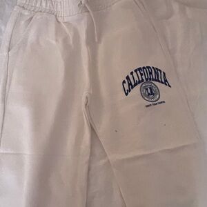 Zara White Elastic Waist Pants